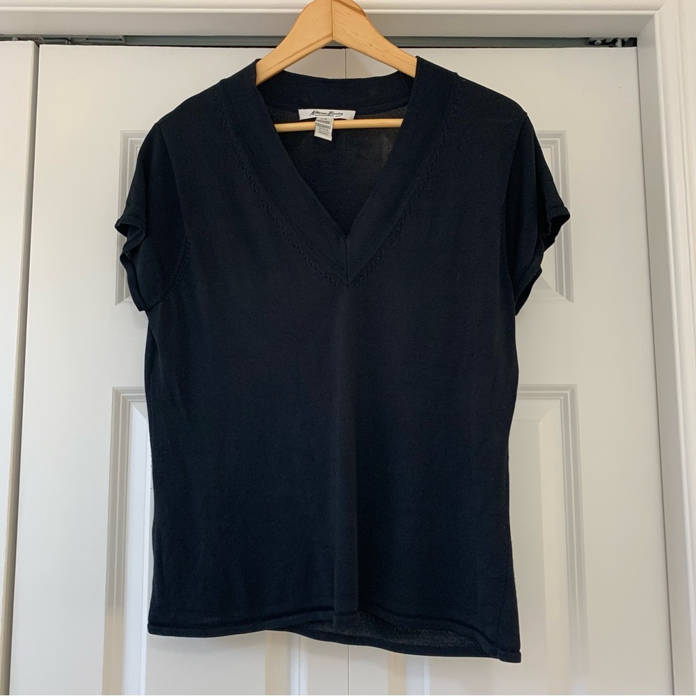 Katherine Barclay Black Short Sleeve Knit Top Size L
